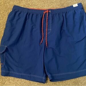 Caribbean Blue and Red Men's Swim Board Shorts